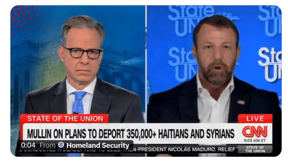 CNN — Homeland Security Sec. Mullin invite les migrants sous TPS à devenir résidents permanents ou à accepter un billet d’avion et 2 100 dollars