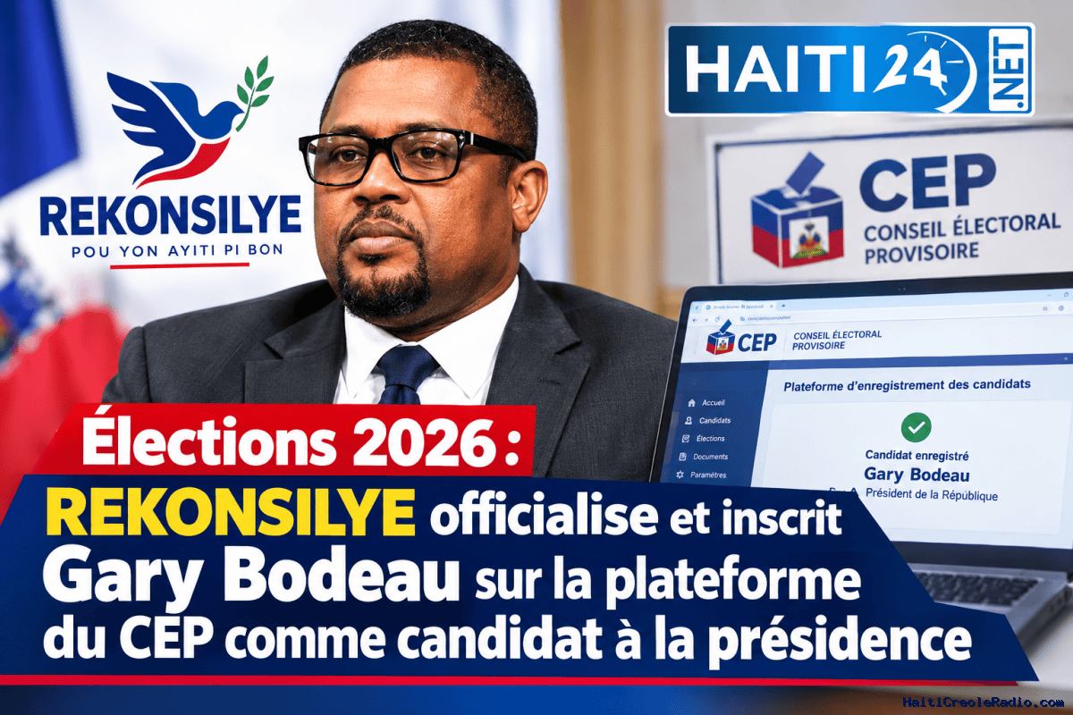 Élections 2026 : REKONSILYE officialise et inscrit Gary Bodeau sur la plateforme du CEP comme candidat à la présidence