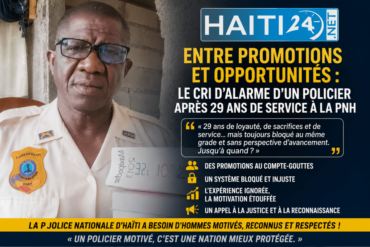 Entre promotions et opportunités : le cri d’alarme d’un policier après 29 ans de service à la PNH