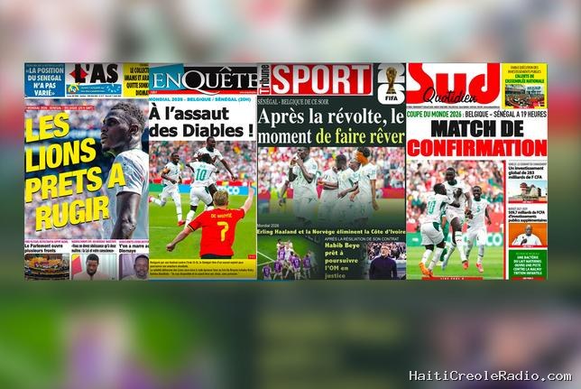 Face à la Belgique, “les Lions prêts à rugir”, s’enthousiasme la presse sénégalaise
