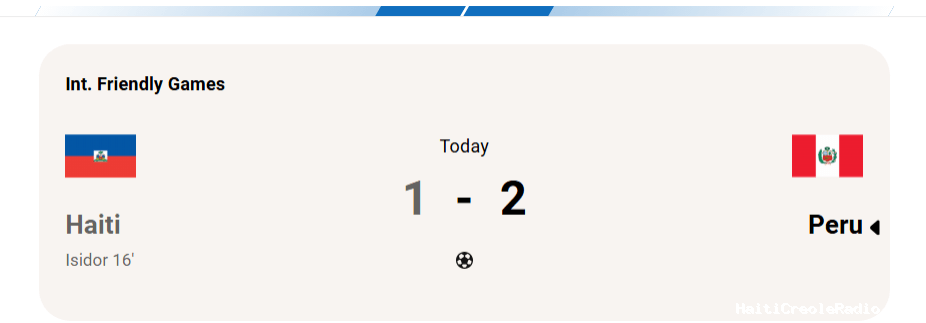 Haïti menait 1-0 avant d’être renversée par le Pérou vendredi soir à Miami