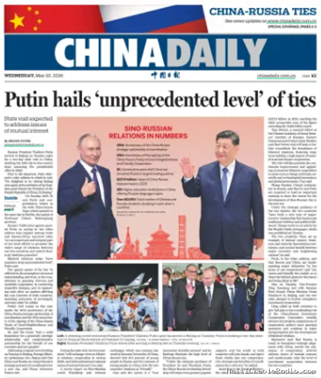 Poutine à Pékin : la presse officielle chinoise dithyrambique sur les relations sino-russes