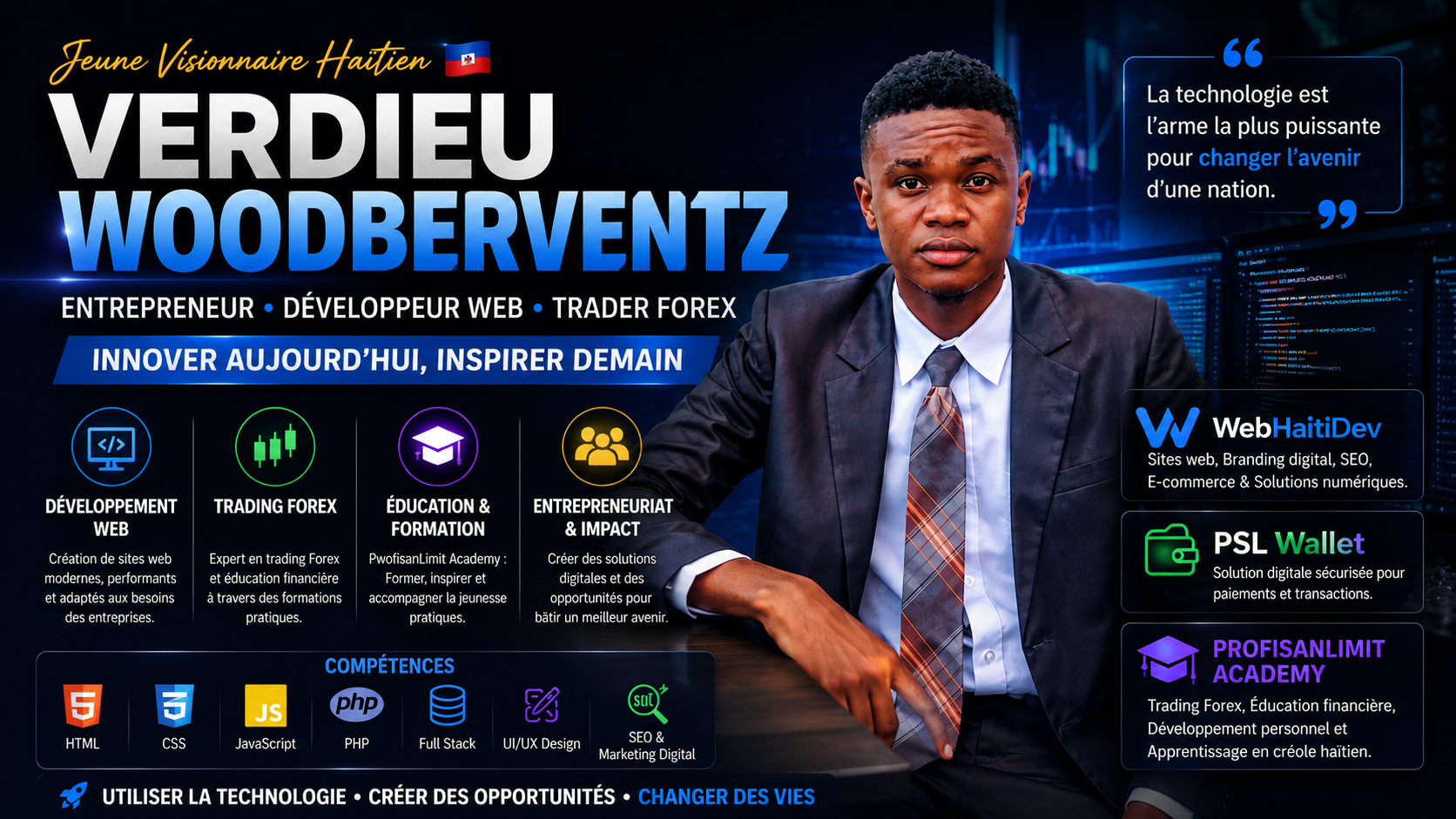 Verdieu Woodberventz : Jeune Développeur Haïtien, Entrepreneur Digital et Visionnaire de la Technologie